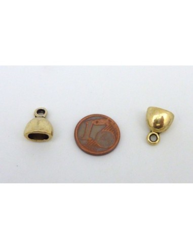 Embout ovale pour cordon cuir en métal doré pâle