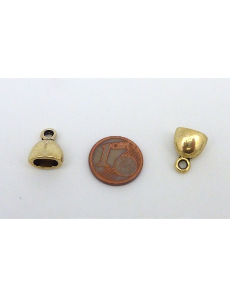 Embout ovale pour cordon cuir en métal doré pâle