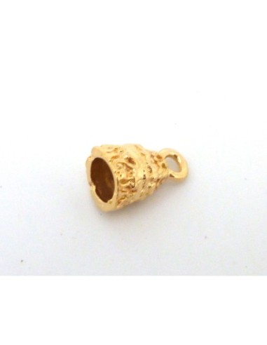 Embout conique gravé pour cordon 6,3mm en métal doré brillant