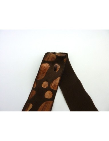 Galon velours motif panthère 40mm marron foncé