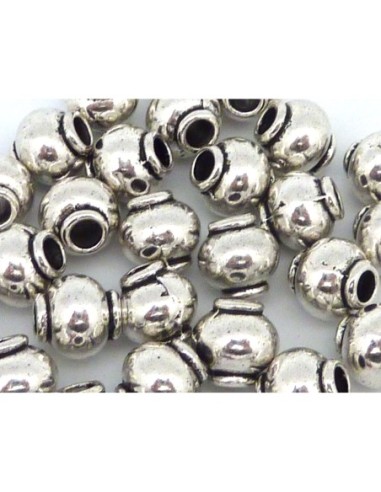 5 Perles connecteur 8,5 mm tube arrondi, tonneau en métal argenté