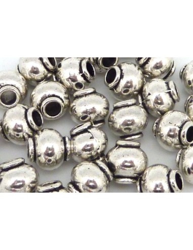 5 Perles connecteur 8,5 mm tube arrondi, tonneau en métal argenté