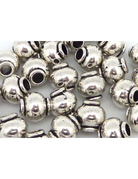 5 Perles connecteur 8,5 mm tube arrondi, tonneau en métal argenté