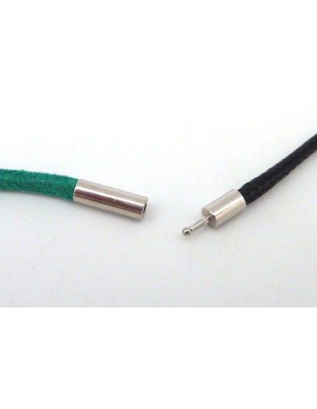 Fermoir tige argenté pour cuir de 2mm