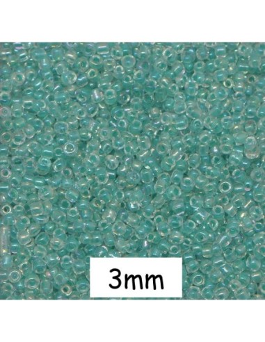 Mini perle de rocaille 2mm vert opaline irisé pour broderie
