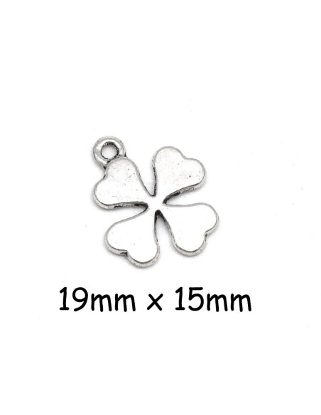 Breloque argenté trèfle en métal pas chère
