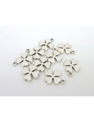 Breloque argenté trèfle en métal pas chère