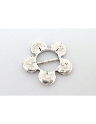 perle poussoir boucle fleur pour lanière de 7mm en métal argenté