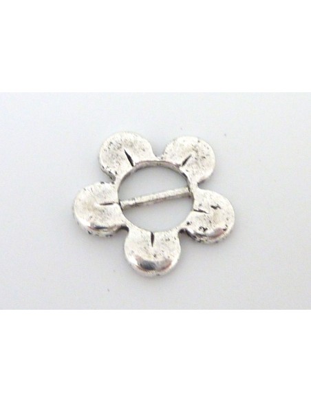 perle poussoir boucle fleur pour lanière de 7mm en métal argenté
