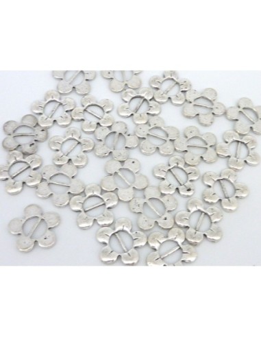 Perle fleur en métal argenté pour lanière pas chère