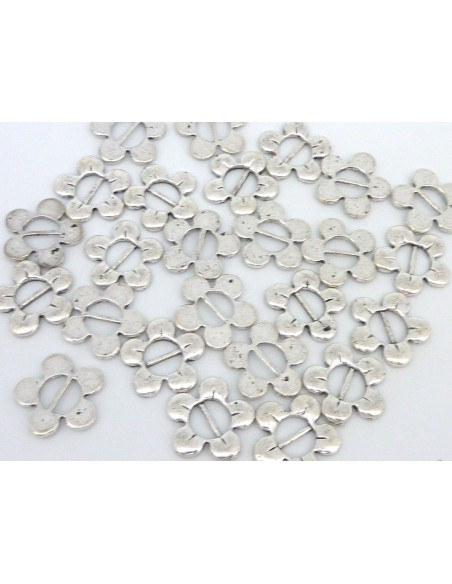 Perle fleur en métal argenté pour lanière pas chère