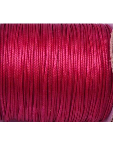 5m de Cordon polyester enduit 1mm souple rose fuchsia brillant