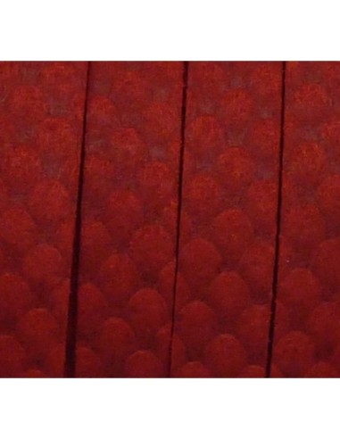 25cm Cordon plat large 9,5mm suedine aspect daim de couleur rouge