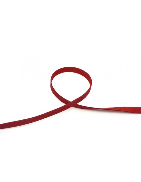 25cm Cordon plat large 9,5mm suedine aspect daim de couleur rouge