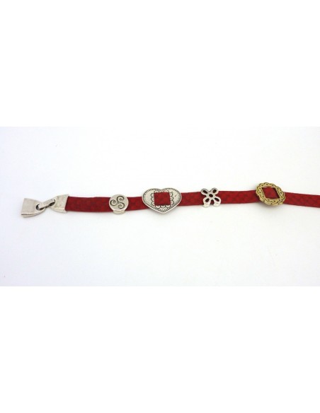 25cm Cordon plat large 9,5mm suedine aspect daim de couleur rouge