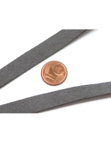 Lacet daim synthétique gris 10mm pour création diy