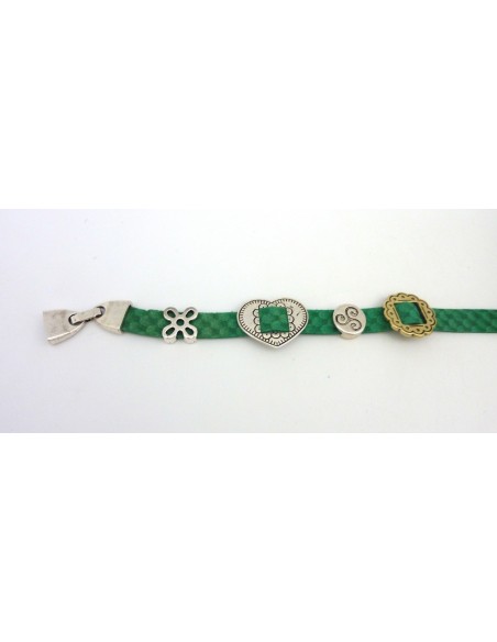 25cm Cordon plat large 9,5mm suédine aspect daim de couleur vert