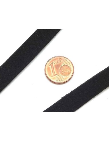 Cordon plat daim synthétique 10mm noir pas cher pour création DIY
