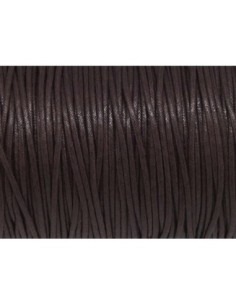 Cordon coton ciré marron brun, chocolat noir 2mm 2
