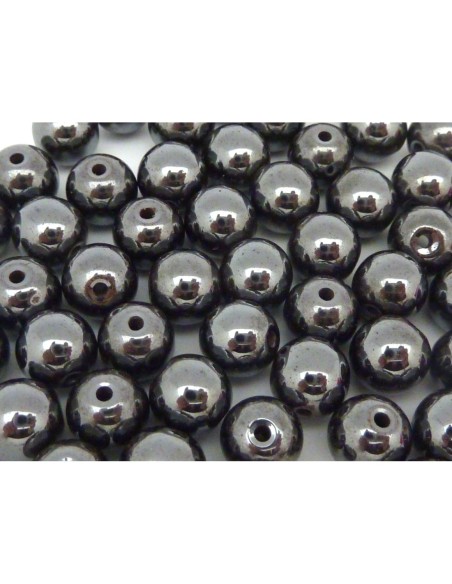 R-10 Perles hématite ronde, boule 12mm