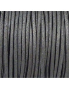 Cordon cuir rond 1,5mm gris argenté