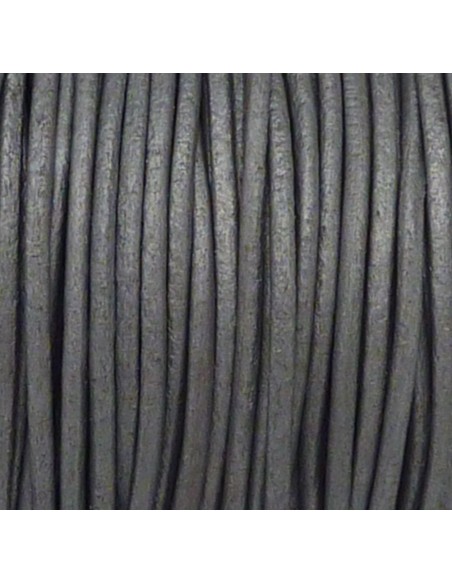 Cordon cuir rond 1,5mm gris argenté