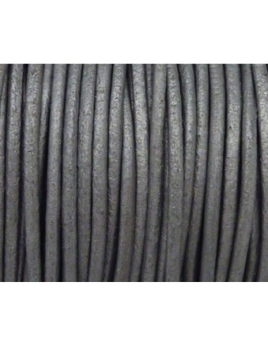 Cordon cuir 1,5mm gris argenté