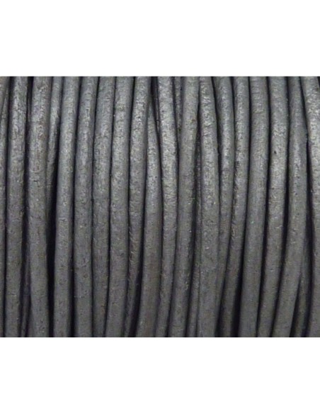 Cordon cuir 1,5mm gris argenté