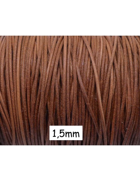Cordon cuir rond marron rustique 1,5mm