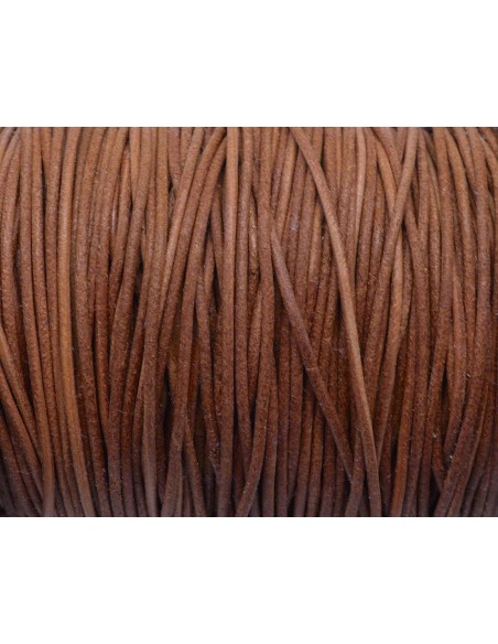 Cuir rond marron naturel foncé rustique 1,5mm