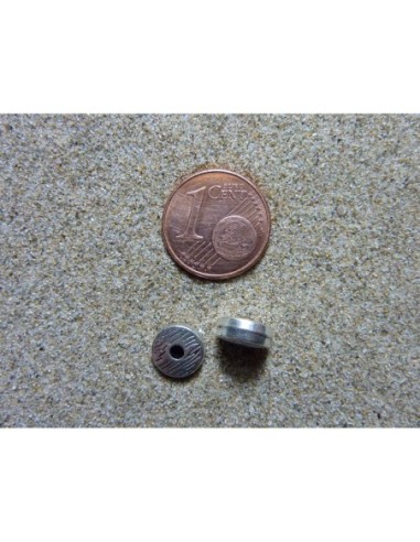 5 Perles rondelle, connecteur en métal argenté,...