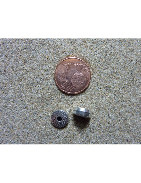 5 Perles rondelle, connecteur en métal argenté, gravé 8,1mm