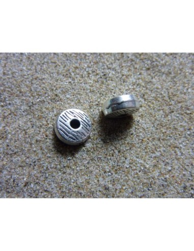 5 Perles rondelle, connecteur en métal argenté,...