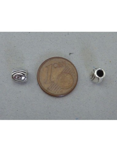 Connecteur olive gravé en métal argenté 6,2mm