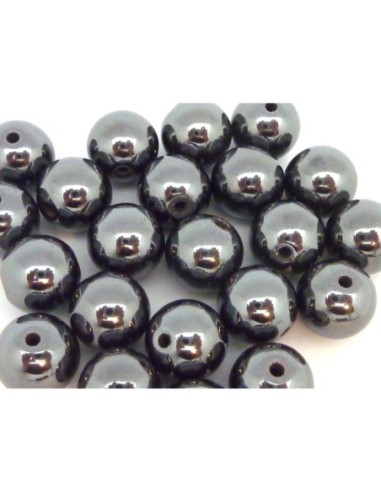 R-2 Perles hématite ronde 12,2mm, trou pour...