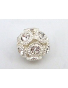 R-Perle ronde 16,4mm serti de strass et ajouré en métal...