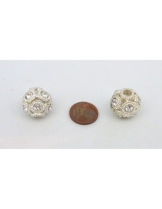 R-Perle ronde 16,4mm serti de strass et ajouré en métal... 2