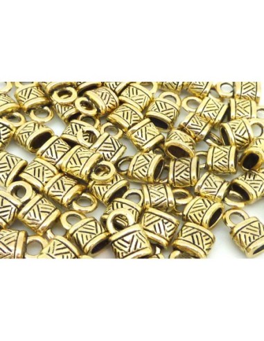 Embout  doré pâle pour lanière cuir de 4mm en métal travaillé