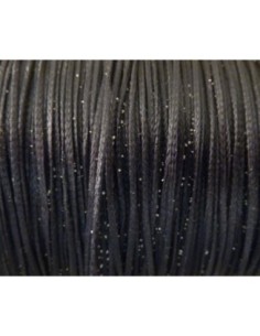 Cordon polyester ciré plat noir 0,6mm