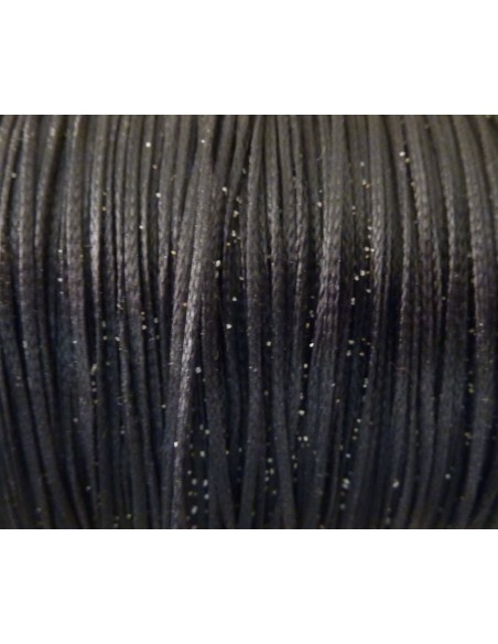 Cordon polyester ciré plat noir 0,6mm