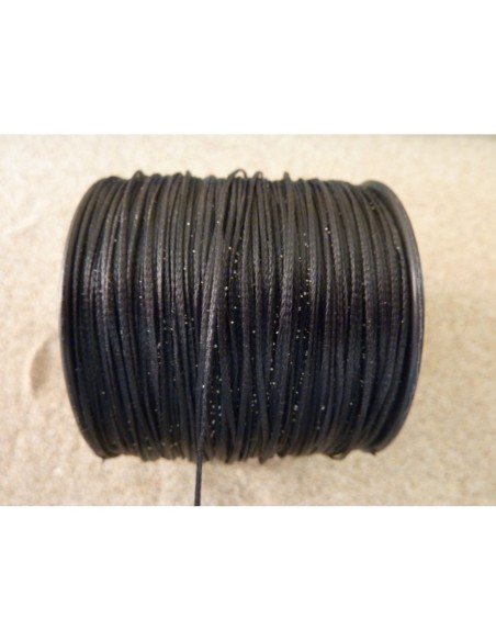 Fil polyester ciré plat noir 0,6mm