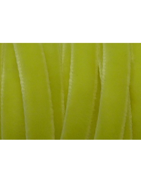 Ruban velours plat 7mm de couleur jaune fluo