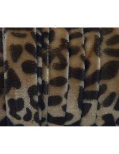 Ruban galon velours motif panthère de couleur marron clair