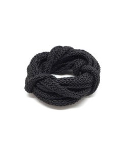 Cordon tressé plat en polyester noir 7mm x 2mm 2