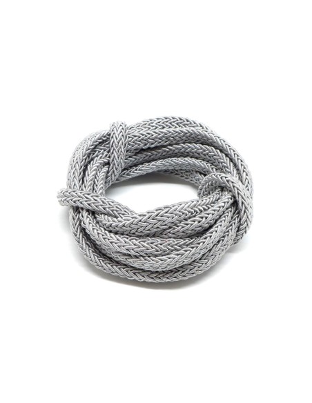 Corde polyester tressé gris clair argenté 7mm x 3mm