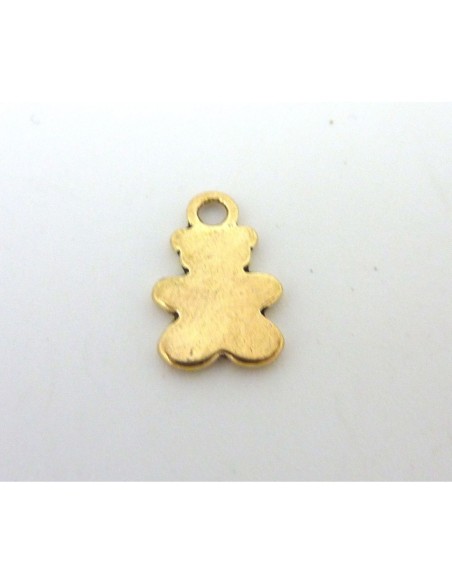 R-Breloque ourson en métal vieil or, jaune pâle 15,5mm