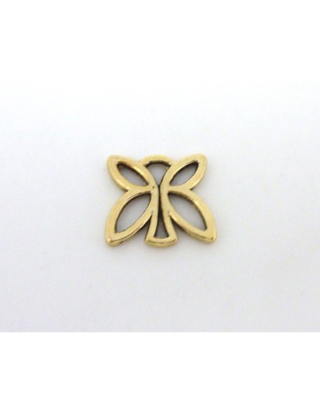 Breloque, connecteur papillon 15mm en métal vieil or, jaune pâle