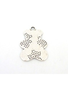 Pendentif ourson en métal argenté 42mm