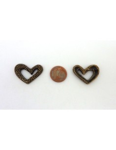 Perle connecteur coeur en métal de couleur bronze 2