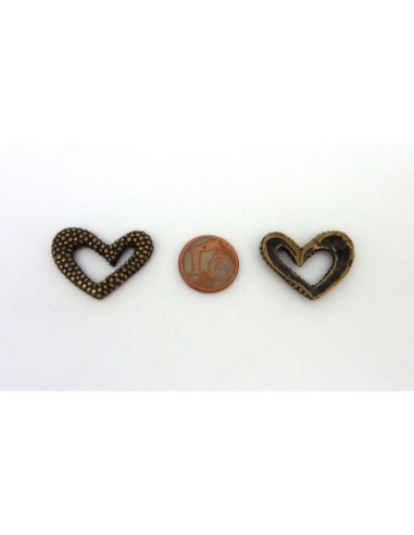Perle connecteur coeur en métal de couleur bronze